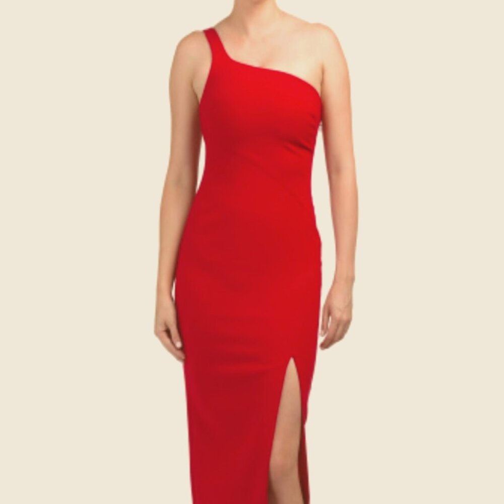 LIKELY Maxi One Shoulder High Slit Gown